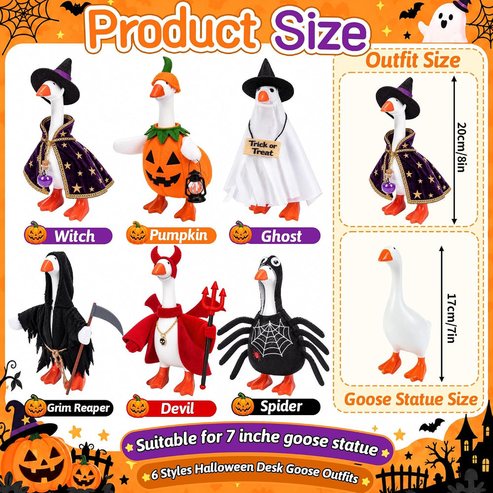 7 Inch Mini Desk Goose Statue with 6 Sets Halloween Outfits