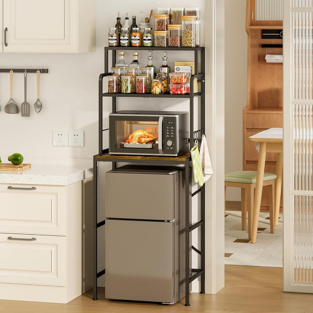 3 Tier Mini Fridge Stand Shelf with Storage for Kitchen and Dorm
