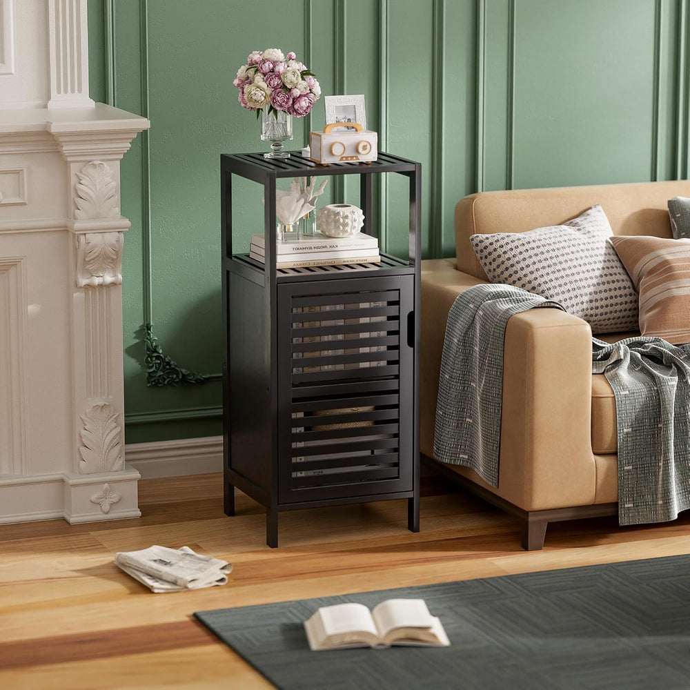 HITNET Bamboo Floor Cabinet, Small Bathroom Cabinet Floor Standing, 4 Tier Na...