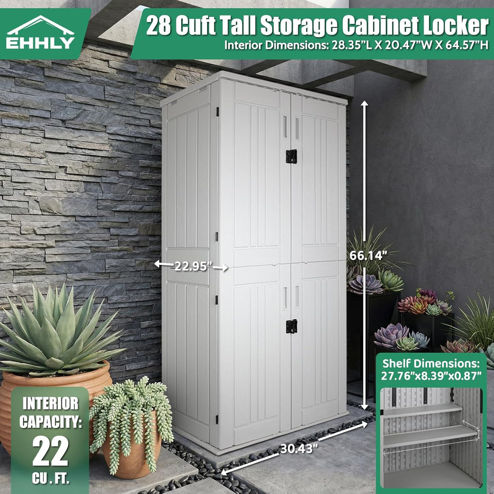 Heavy Duty Tall Storage Cabinet Outdoor Weatherproof, 28 Cuft Garage Storage ...