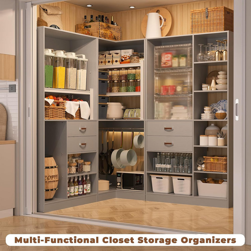Armocity Freestanding Closet System with 3 Sets, 110'' Reversible Sta...