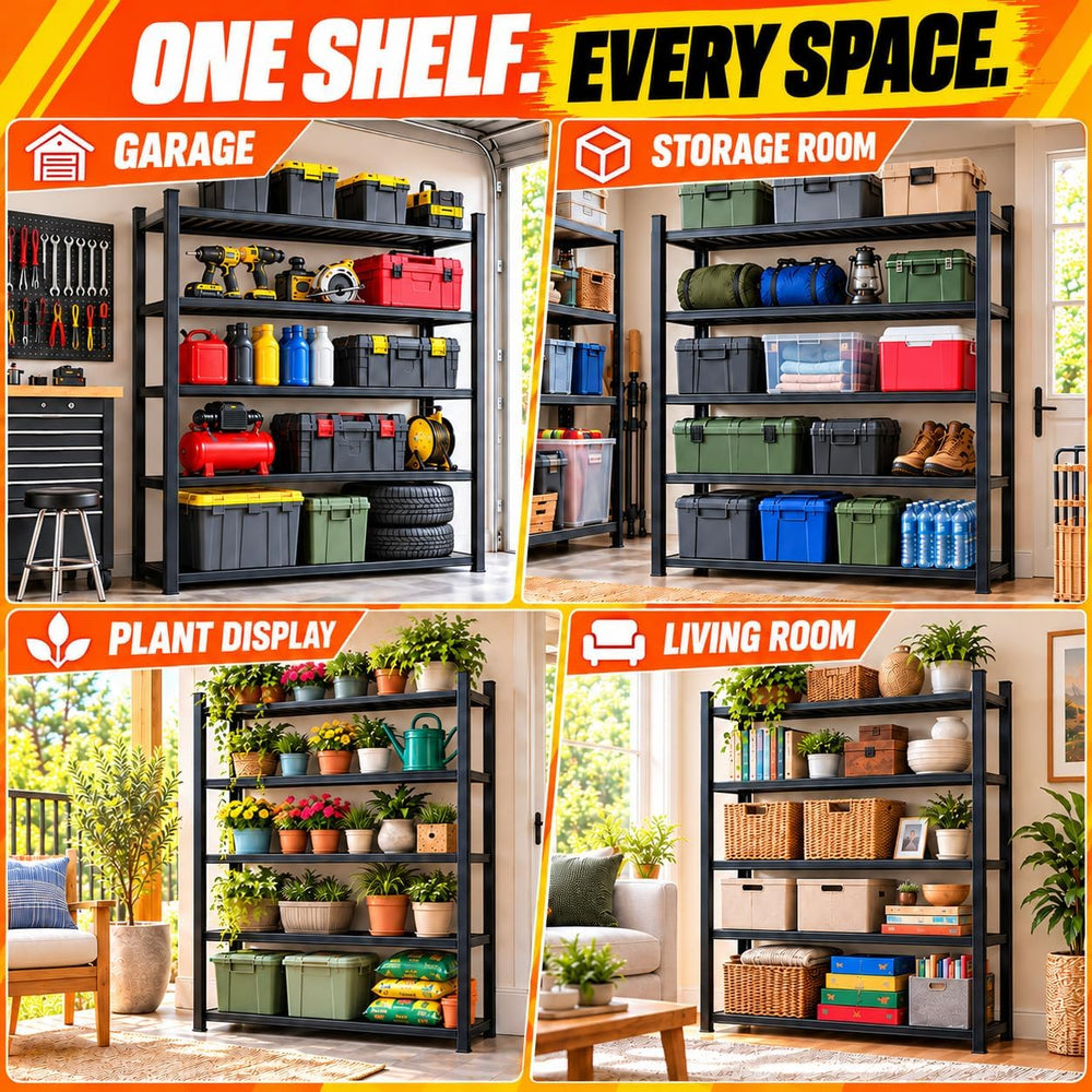 Garage Shelving 72"H x 48"W x 24"D Heavy Duty Storage Shelves ...