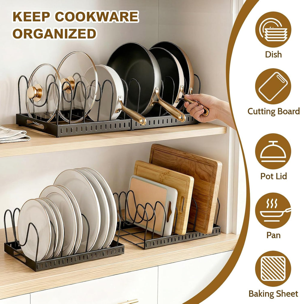 NomNest 2PACK Expandable (12"-24") Pots and Pans Organizer Under Ca...
