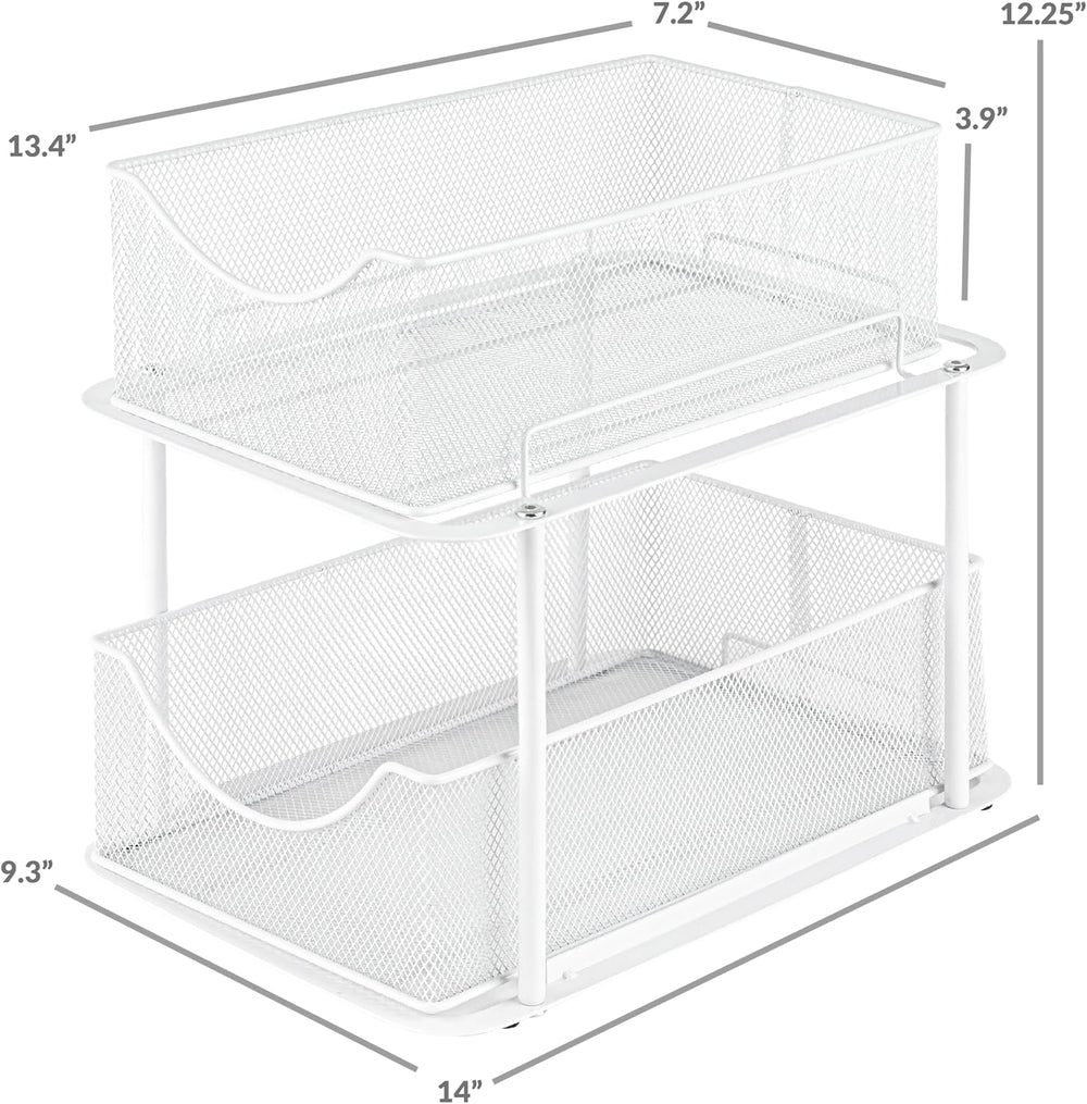 Sorbus Pull-Out Under Sink Organizer, Mesh Construction (White, 1 Pack)