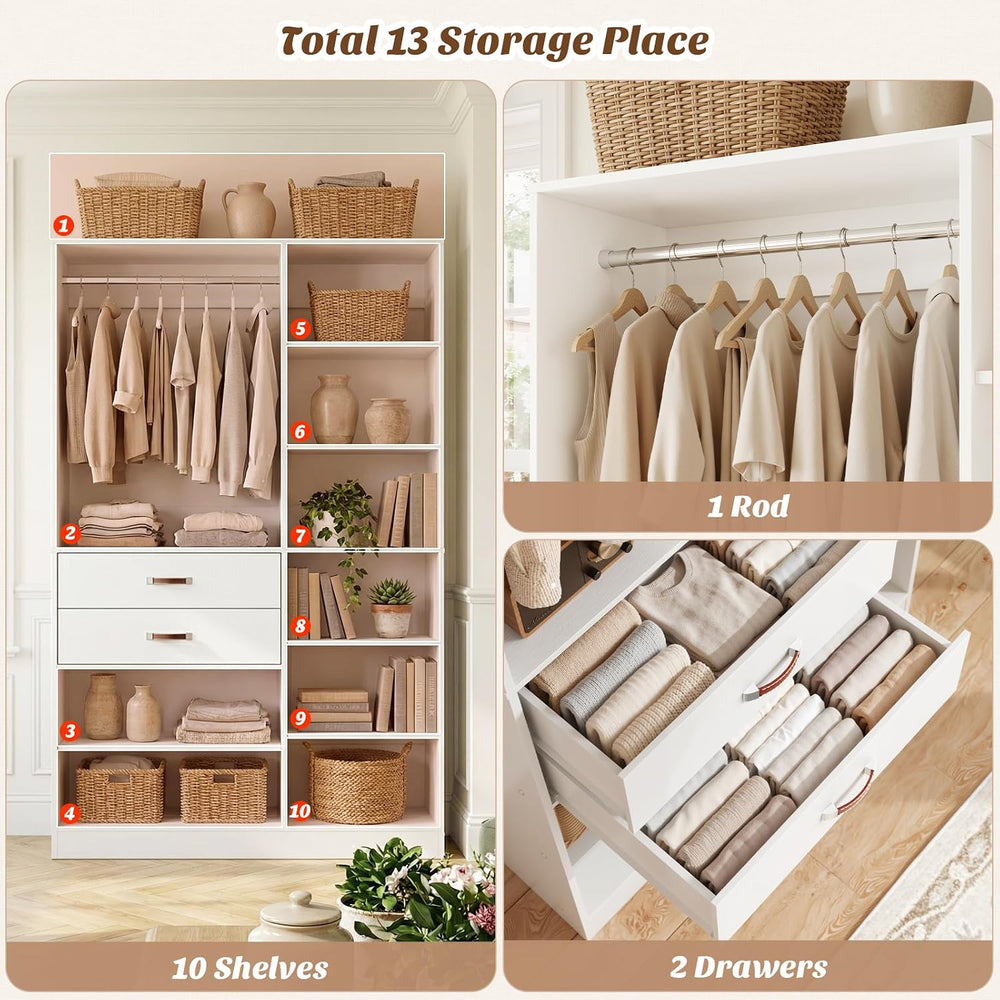 40'' Freestanding Closet System with 13 Storage, 3.3FT Stand-Alone Wa...