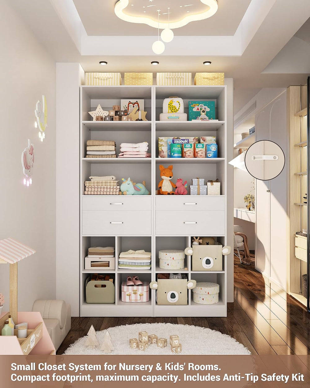 Besiost 22" Closet System with Drawers, Small Closet Organizer for Walk ...