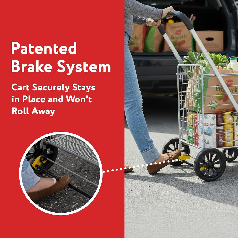 dbest Products Cruiser Cart Deluxe 2 - Foldable Shopping Cart with Wheels &am...