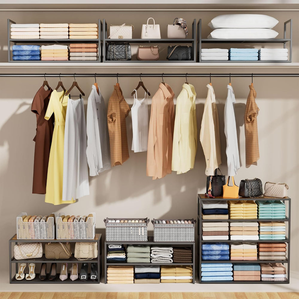 Closet Organizers and Storage, 2 Pack Stackable Closet Storage