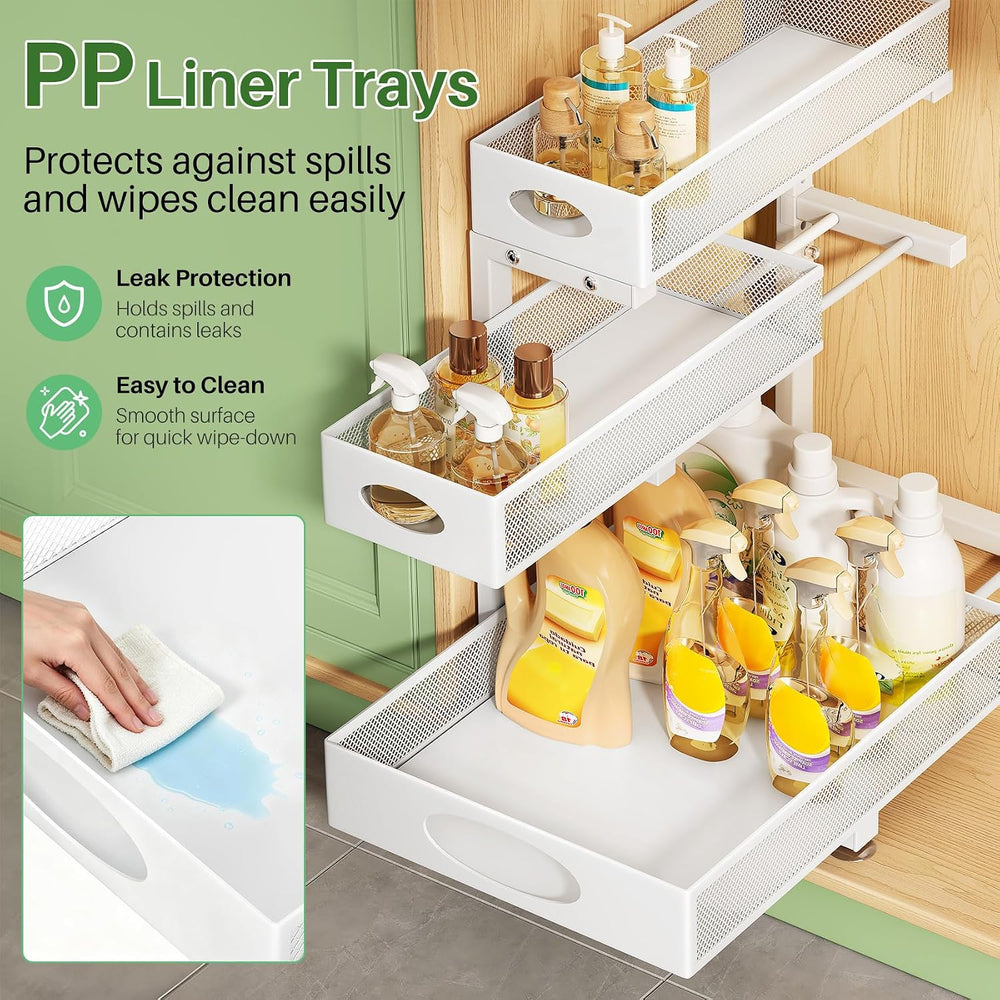 Kitstorack Under Sink Organizer 3-Tier Slide Out Drawer for Bathroom 1-Pack