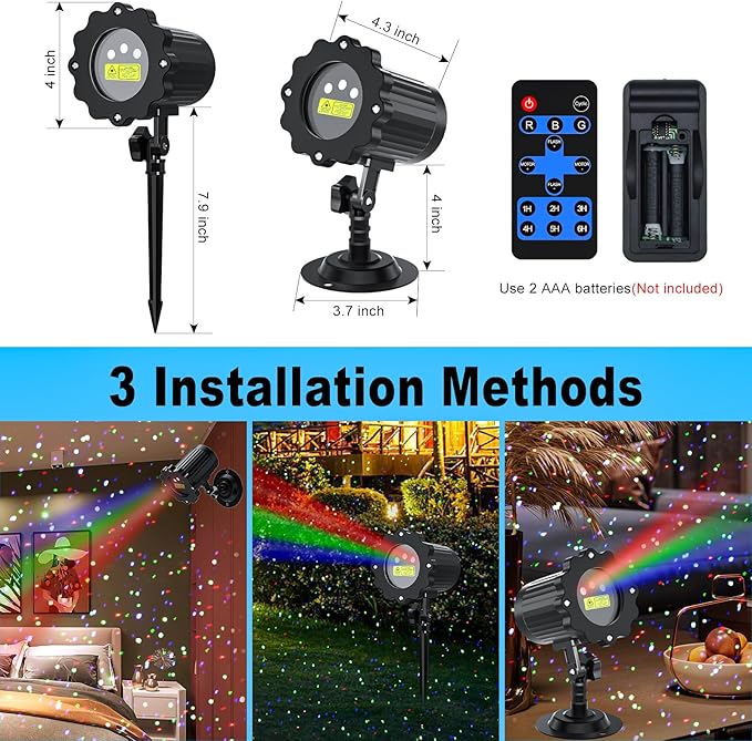 Christmas Projector Lights Outdoor, Garden Light Projector with Timer, Firefl...