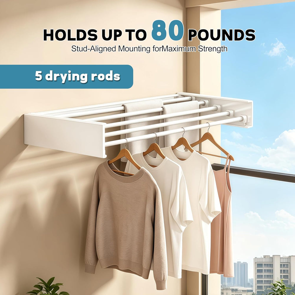 Wall Mounted Clothes Drying Rack 31.5" Wide，Foldable Wall Mount Laundry ...