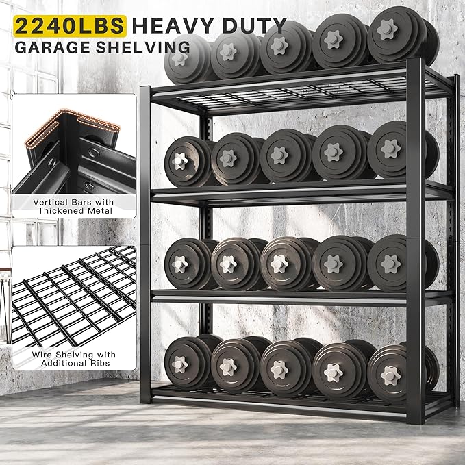 REIBII 40" W Garage Shelving 2240 LBS Storage Shelves Adjustable Heavy Duty