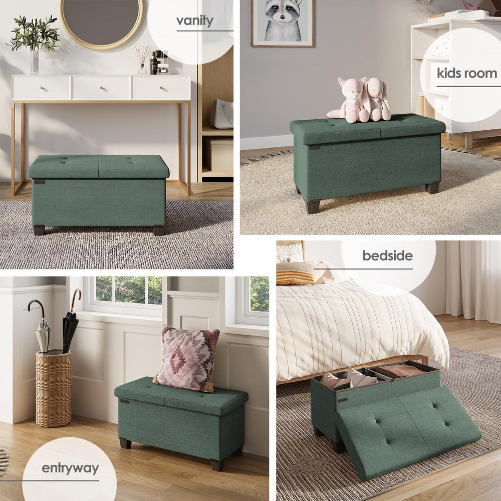 Storage Ottoman Bench with Bins, 30-in Storage Bench for Bedroom End of Bed, ...