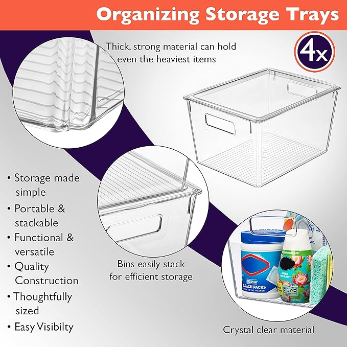 ClearSpace Plastic Storage Bins (4 Pack)