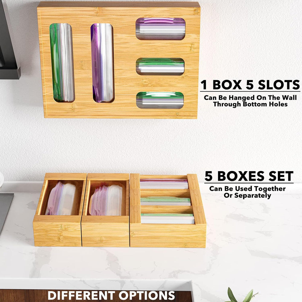 SpaceAid Bag Storage Organizer for Kitchen Drawer, Bamboo Organizer, Compatib...