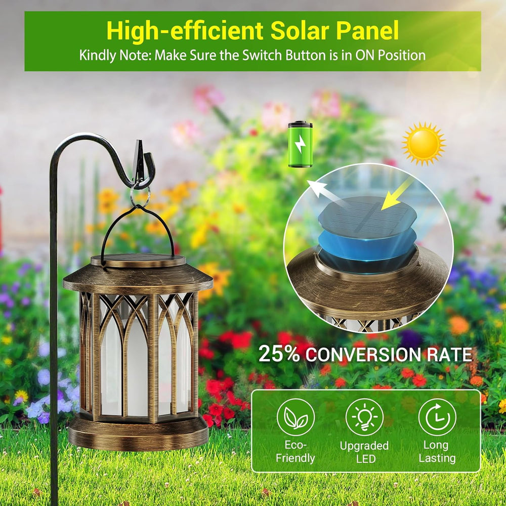 KOOPER 4 Pack Solar Lanterns Outdoor Waterproof, Upgraded Flickering Flame So...