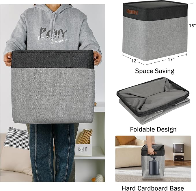 DULLEMELO Grey Storage Baskets for Organizing 3 Pack Fabric Shelf Baskets for