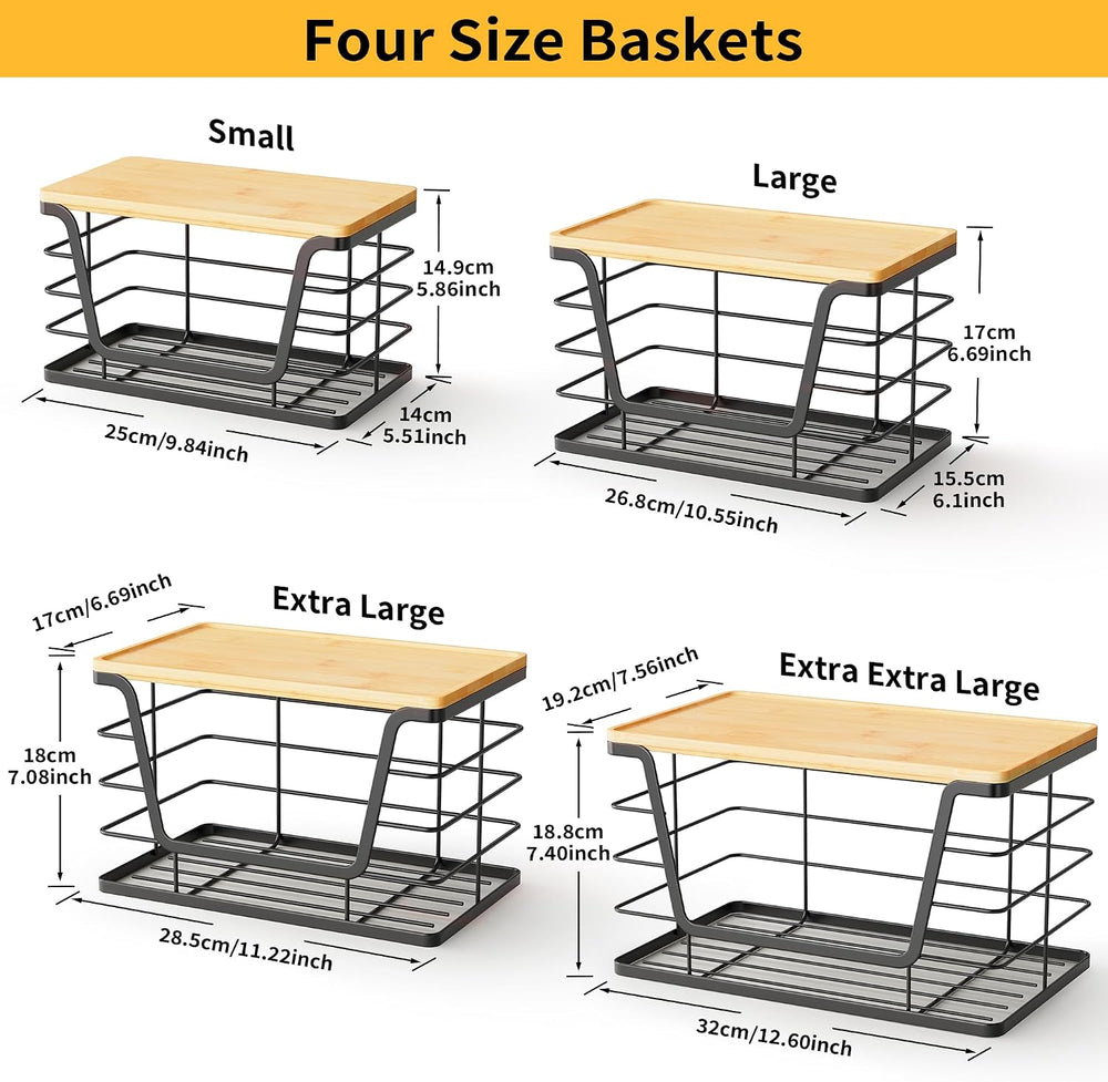 ALOCEO 4 Pack Stackable Storage Bins with Lids, Stainless Steel Trash Bag Dis...