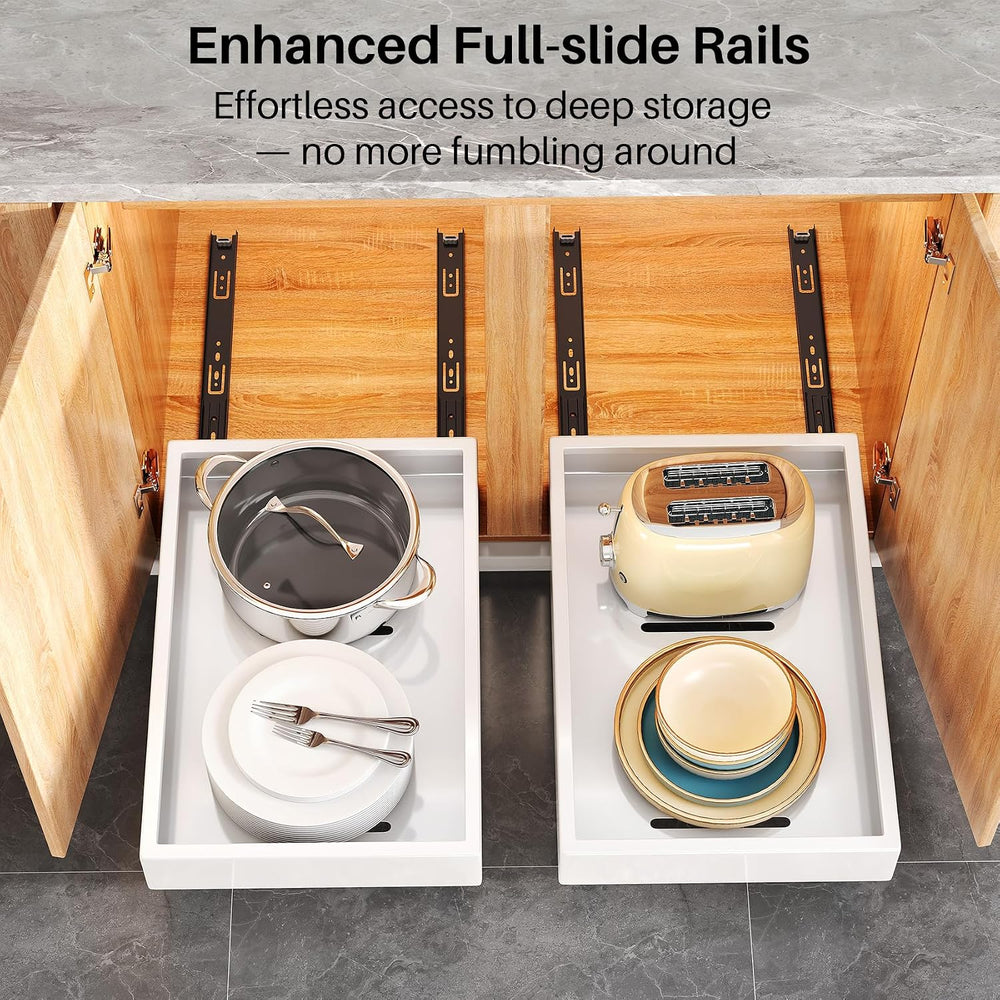 Pull out Cabinet Organizer, 21"Deep, Heavy Duty Full-Extension Slide out...