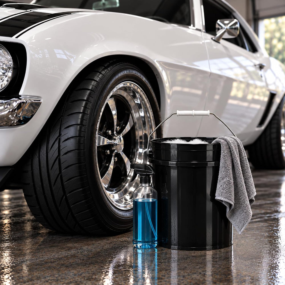 MKS Plastics Black 5-Gallon Heavy-Duty Bucket, No Lid Included, 6-Pack