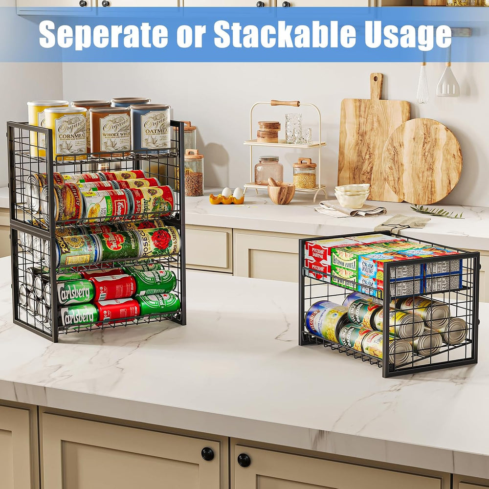 X-cosrack 2-Tier Stackable Can Organizer for Pantry, 3 Packs Adjustable Pantr...