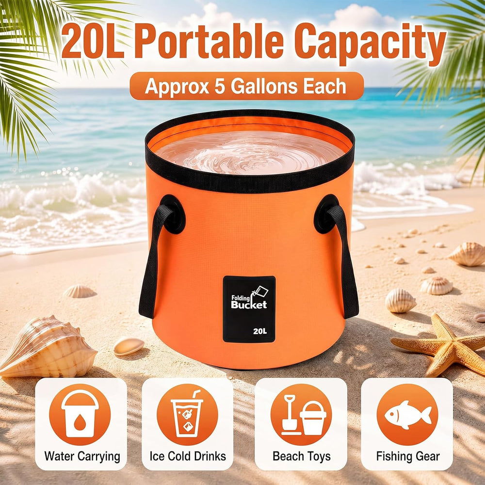 5 Gallon 4 Pack Collapsible Bucket,Orange