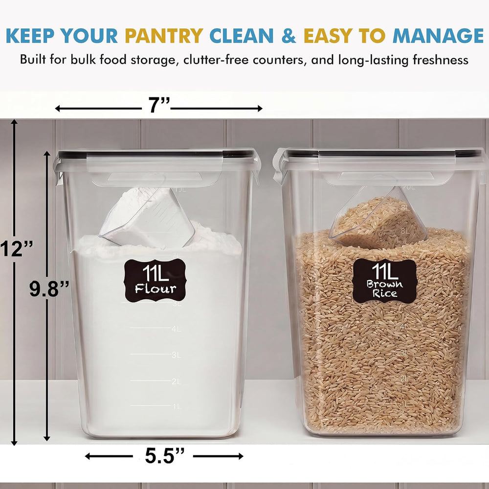 Shazo 2 PC (11L | 372 oz) Flour Sugar Storage Containers with Easy Carry Hand...