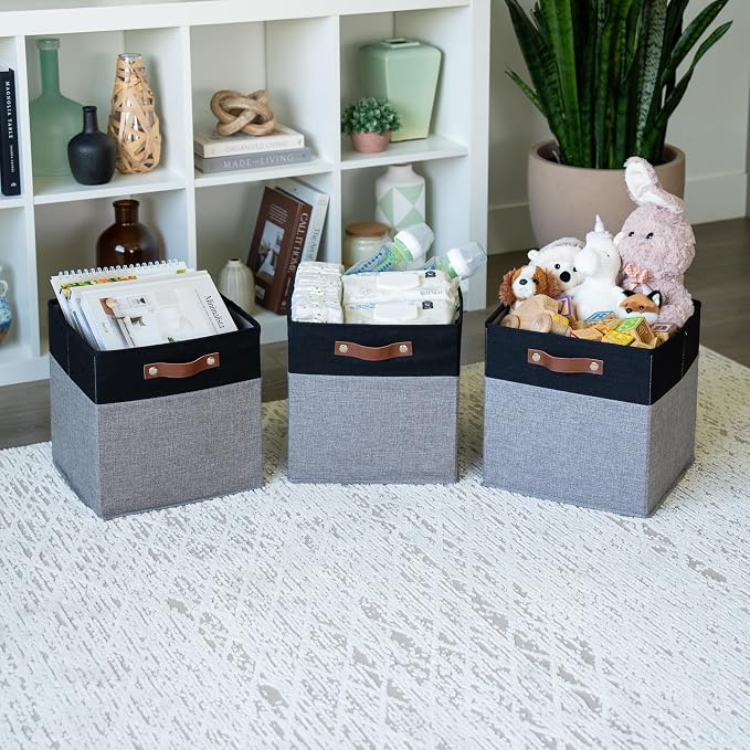 OrganiHaus 12x12 Fabric Storage Bins (Set of 4)