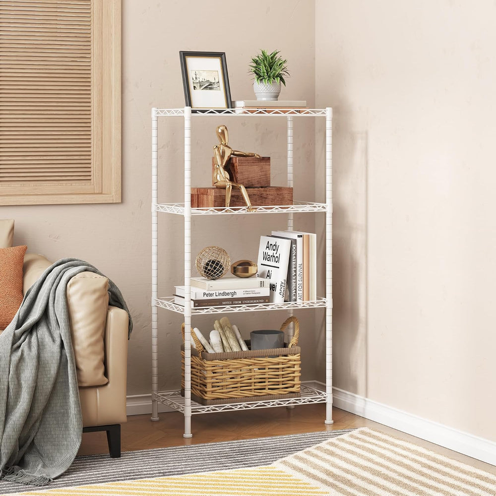 HOMEFORT 4-Shelving Unit, Adjustable Wire Shelving, Metal Wire Shelf Rack Org...