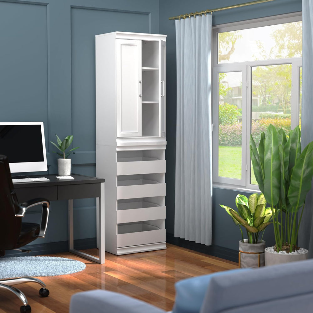 ClosetMaid Modular Storage 21.38-inch W 3-Shelf 4-Drawer Tower Wood Closet Sy...