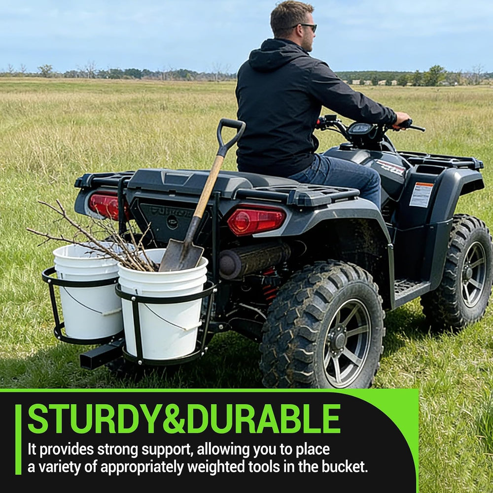 Pindex Heavy Duty ATV Pail Carrier, Universal Bucket Holder for UTV, Lawn Mow...