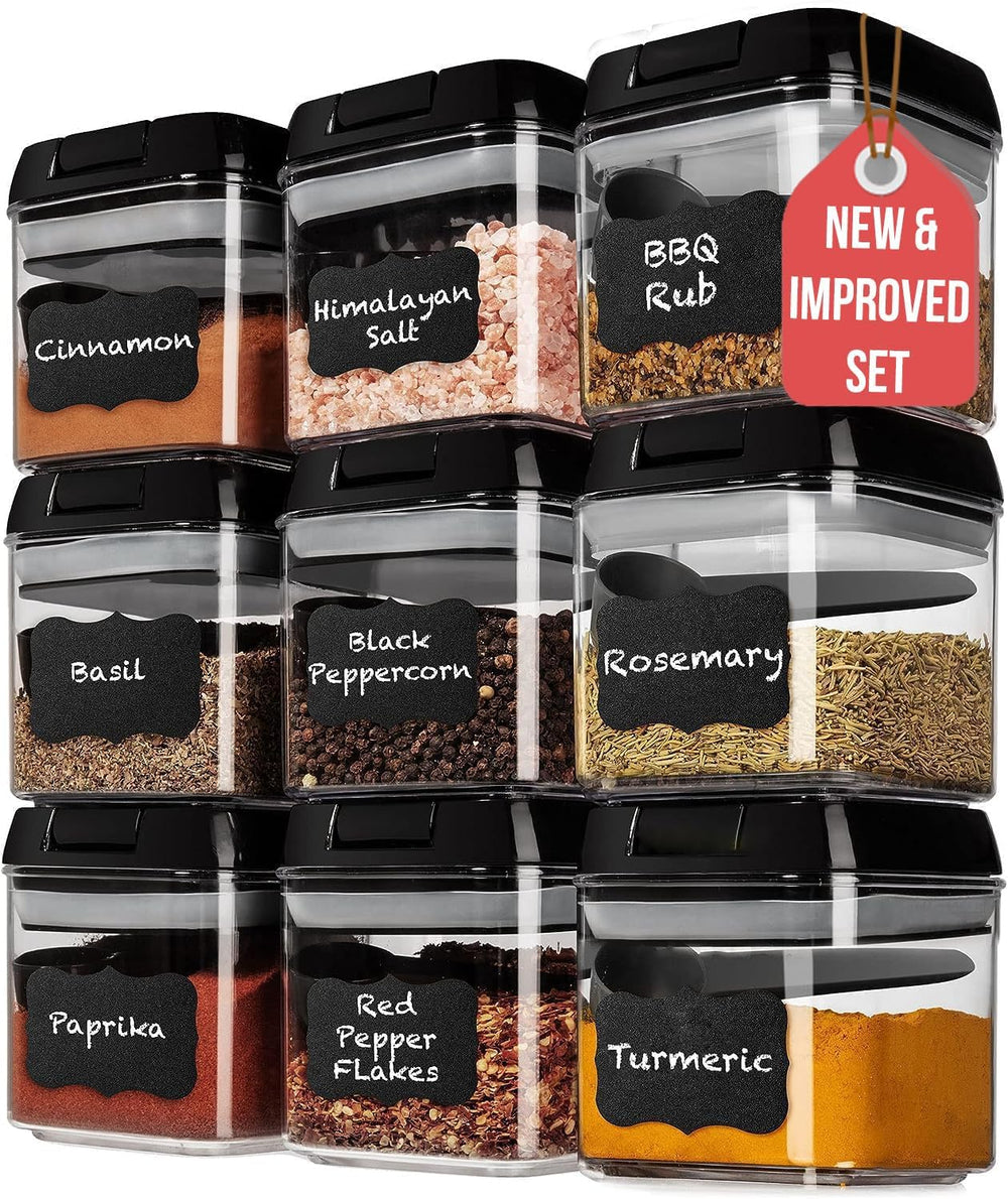 Shazo 9PC (0.5L | 17oz) Airtight Pantry Storage Containers with 9 Spoons