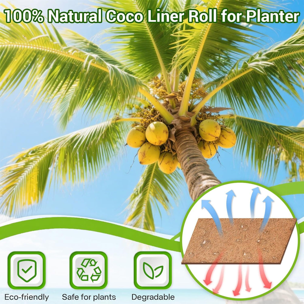 Coco Liner Roll 24x120 Inch, Natural Coconut Liners for Planter Flower Basket...