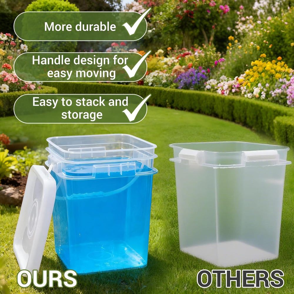 ASEVAT Square 3.5 Gallon Bucket with Lid, Clear Food Grade Storage Containers...
