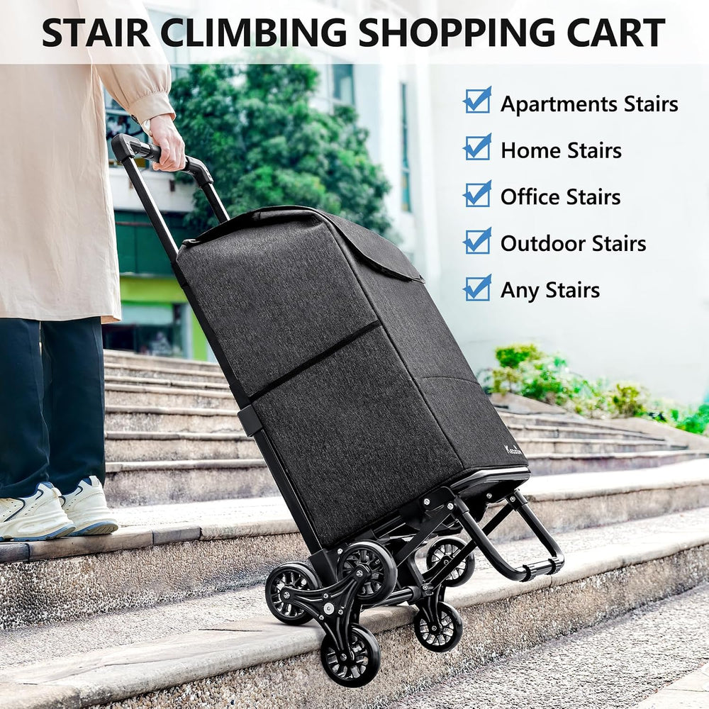 KEDSUM 2-in-1 Stair Climbing Grocery Cart, 300LB Shopping Cart, Black