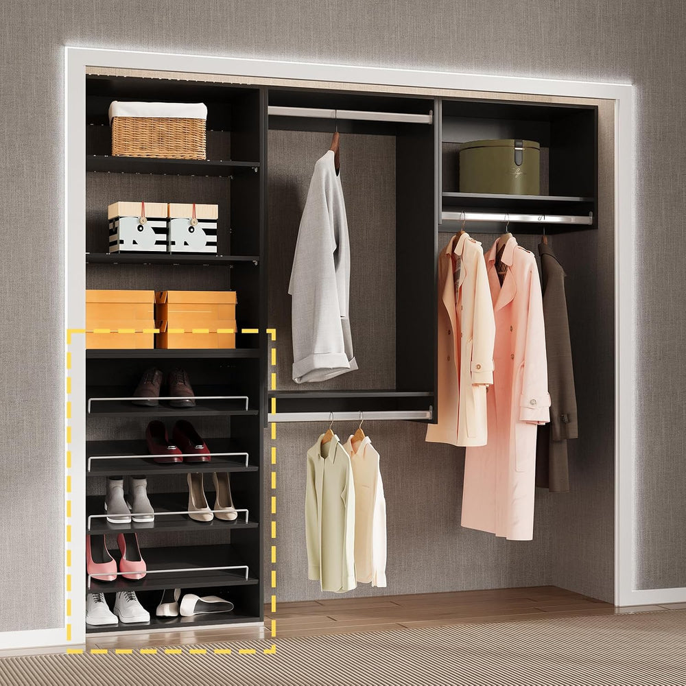 Shoe Shelf Short Tower Closet Unit, Modular Wood Closet System Organizer with...
