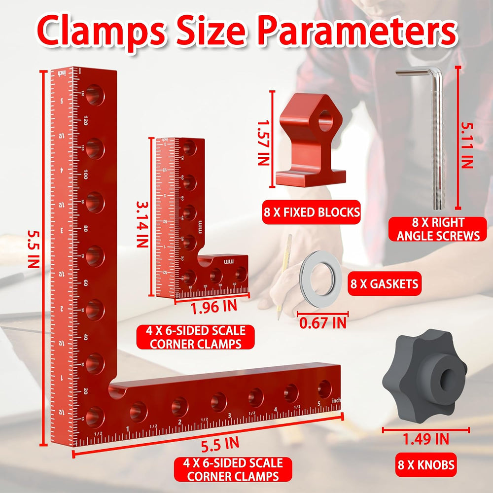 8Pcs Corner Clamps for Woodworking (4x5.5"& 4x3.14") With Box.