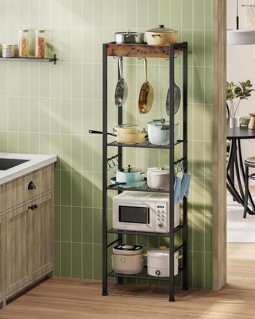CHOEZON 5-Tier Pot Rack, Floorstanding Pots and Pans Organizer, Kitchen Baker...