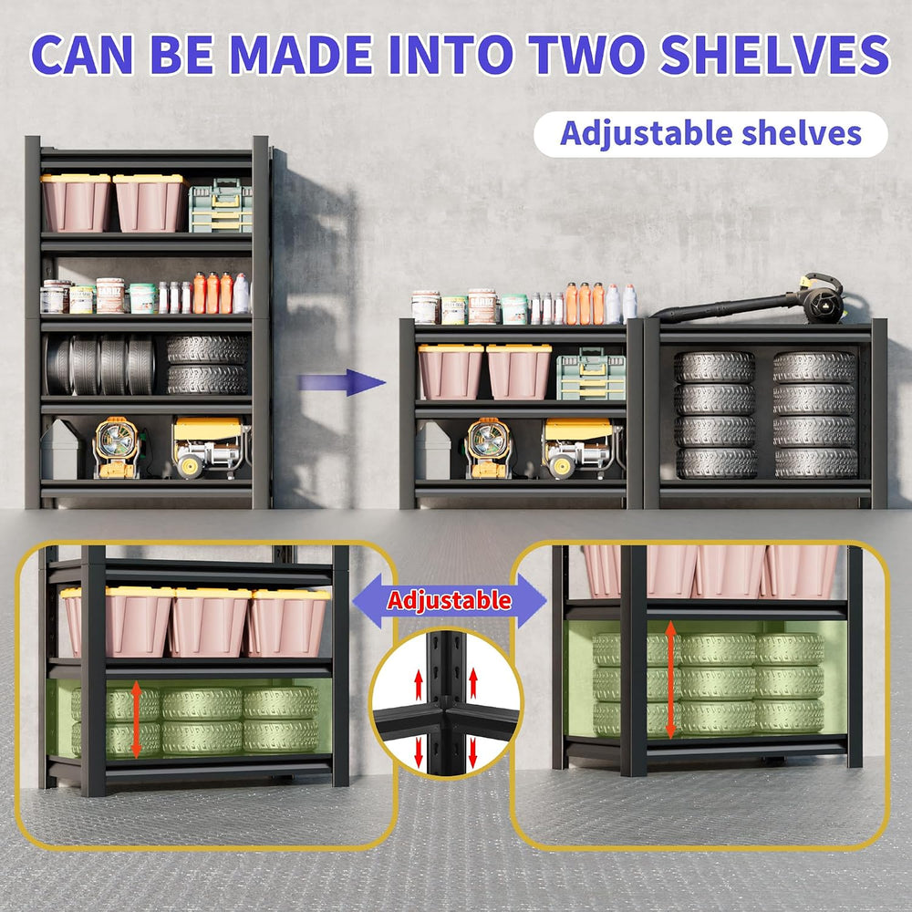 Hzdbhd 40" W Garage Shelving Unit, 5-Tier Metal Storage Shelves 2 Pack