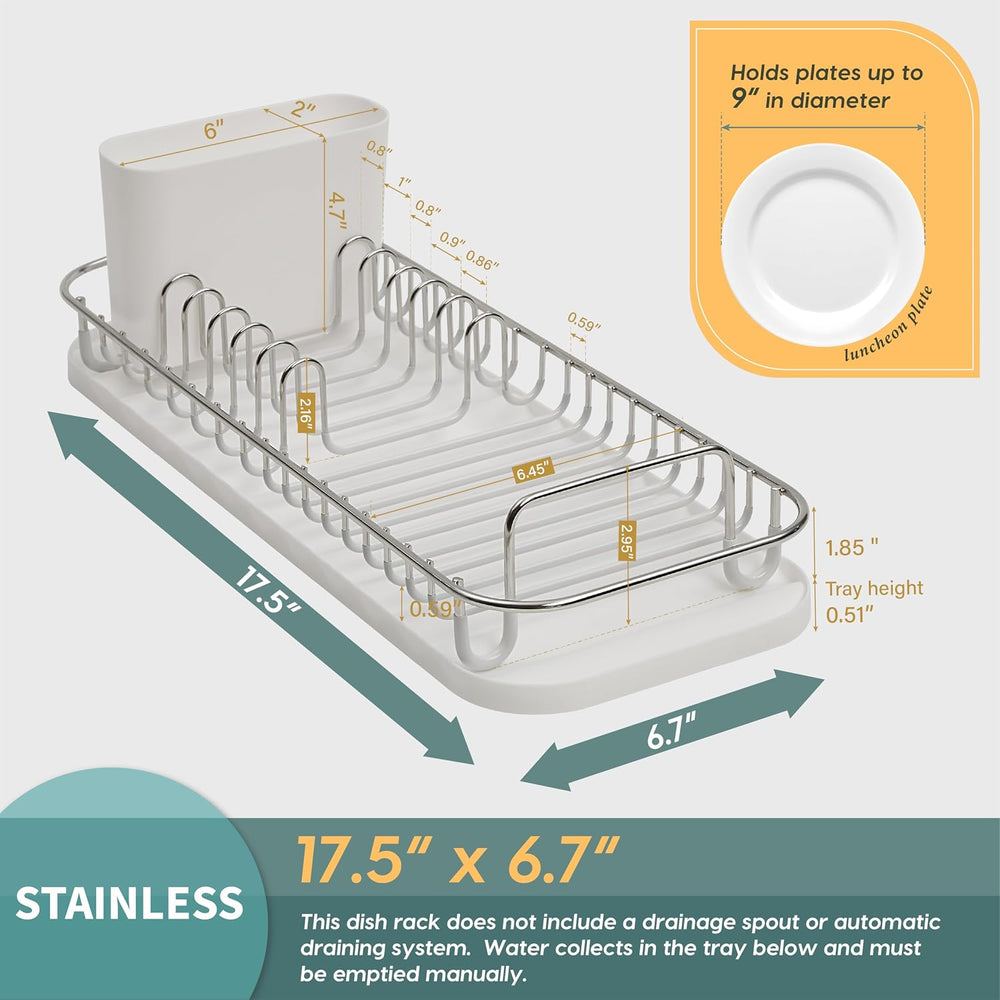 SunnyPoint 304 Stainless Steel NeverRust Compact Dish Drying Rack with Utensi...