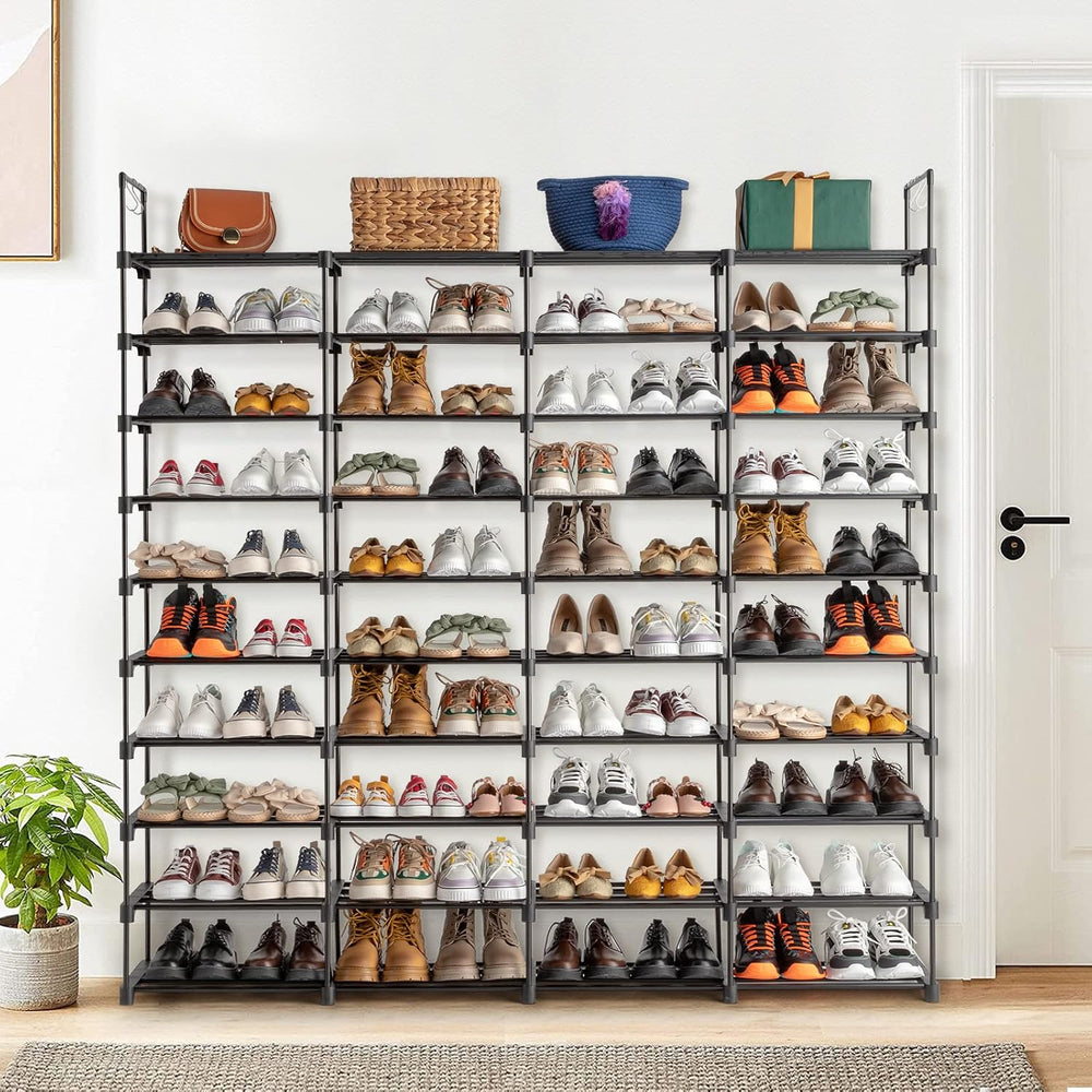 10-Tier Tall Shoe Rack - Free Standing Large Metal Closet Storage Shelves - S...