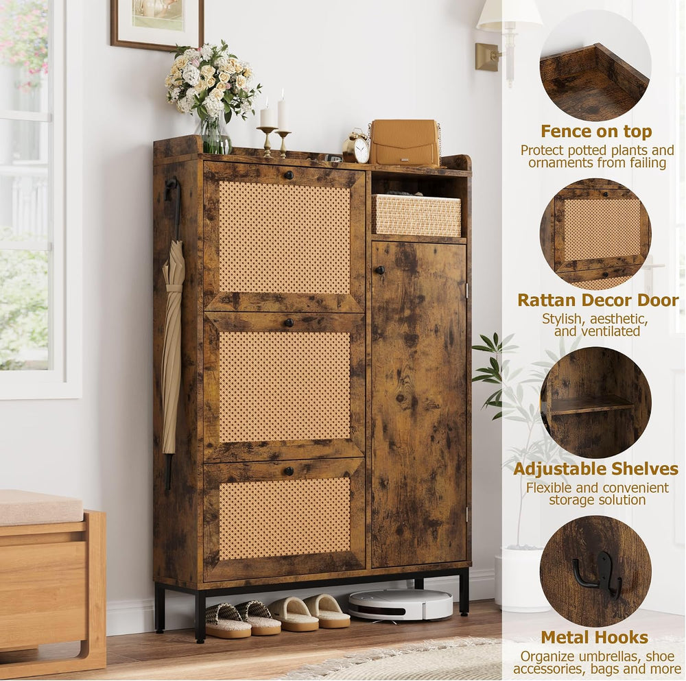 Garvee Shoe Cabinet with 3 Flip Drawers and 4-Tier Shoe Storage Cabinet, Free...