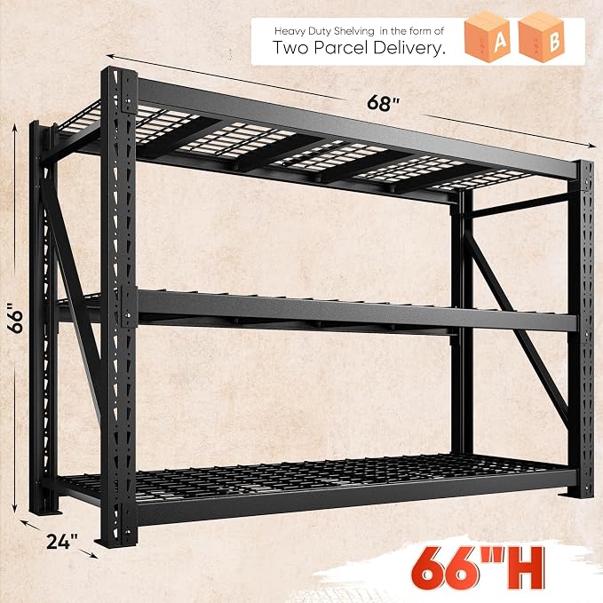 Bepatio 7014LBS Garage Shelving Heavy Duty 67.6W Storage Shelves Adjustable (...