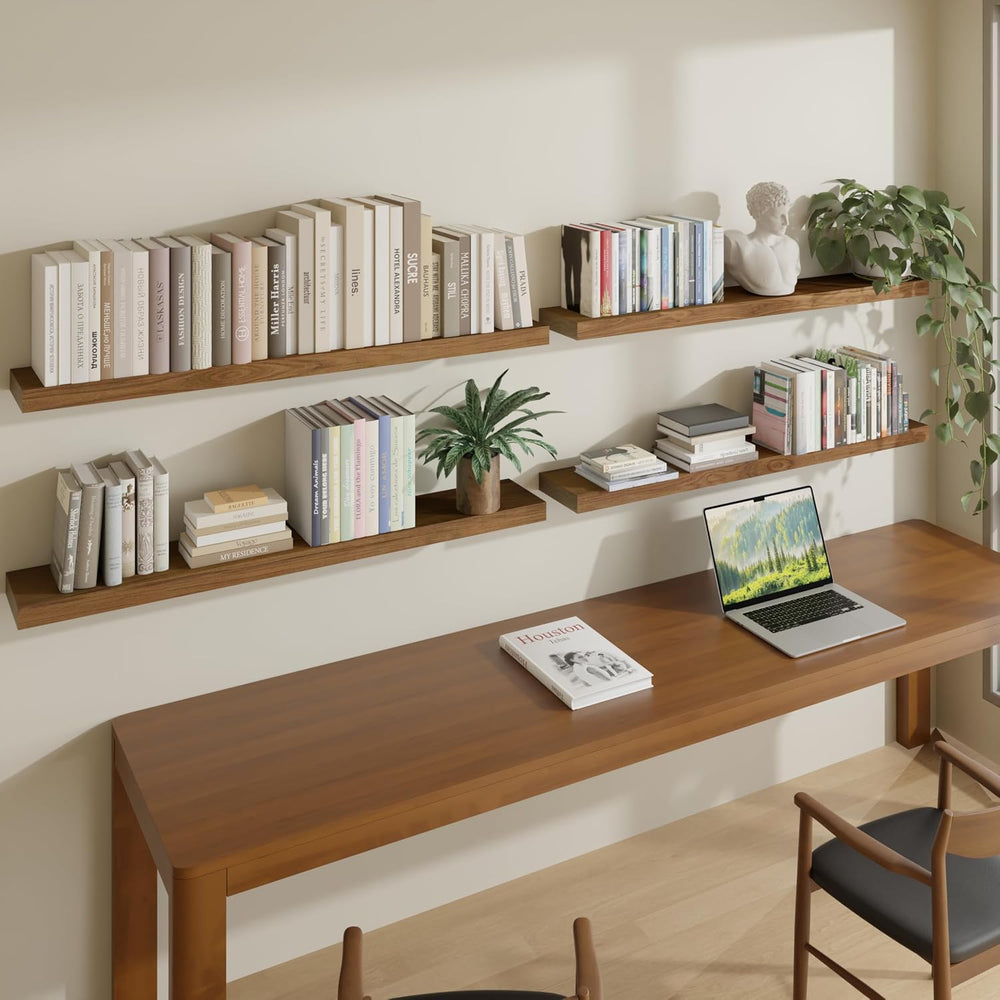 ROGMARS 36 Inches Long Walnut Floating Shelves