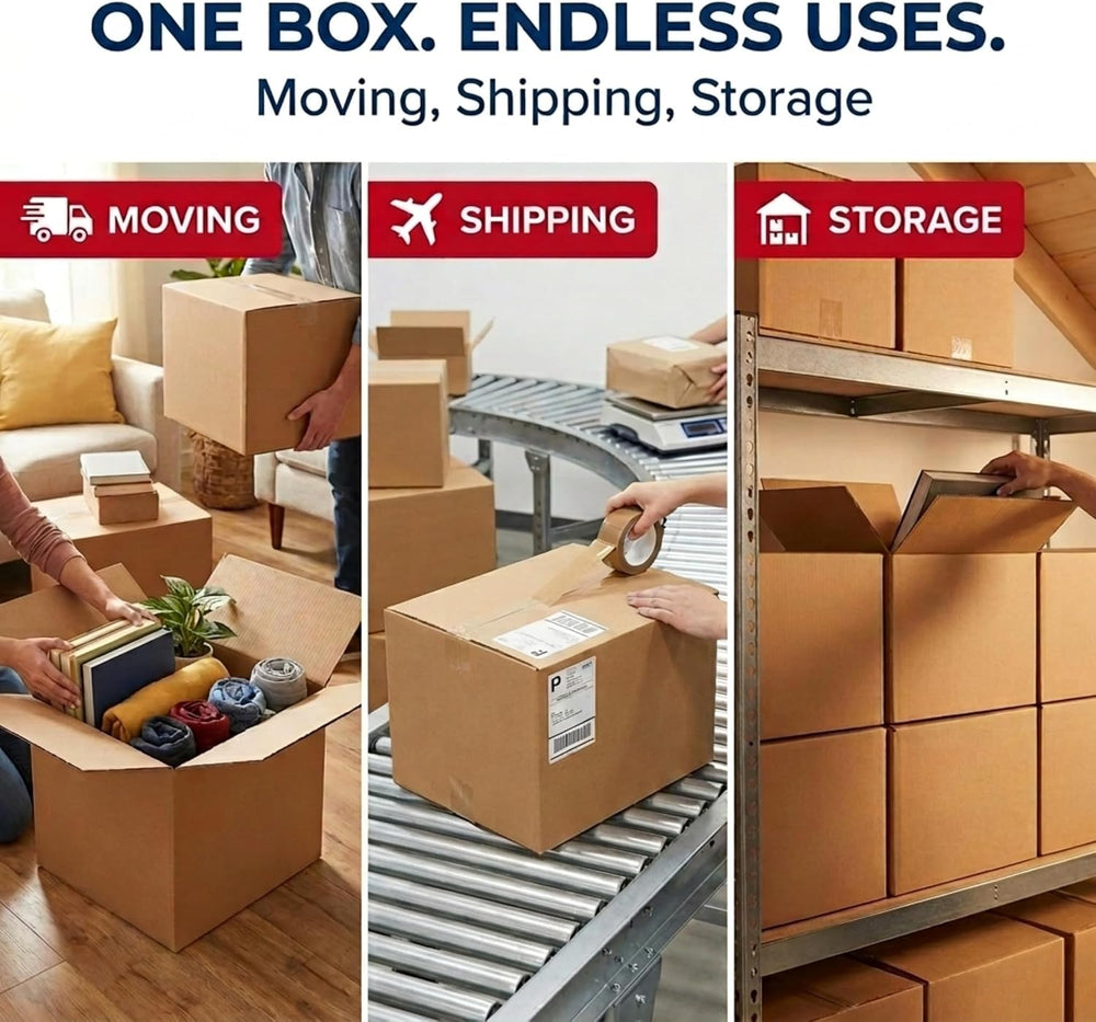 BOX USA Shipping Boxes Medium 12"L x 10"W x 8"H 25-Pack - Corr...