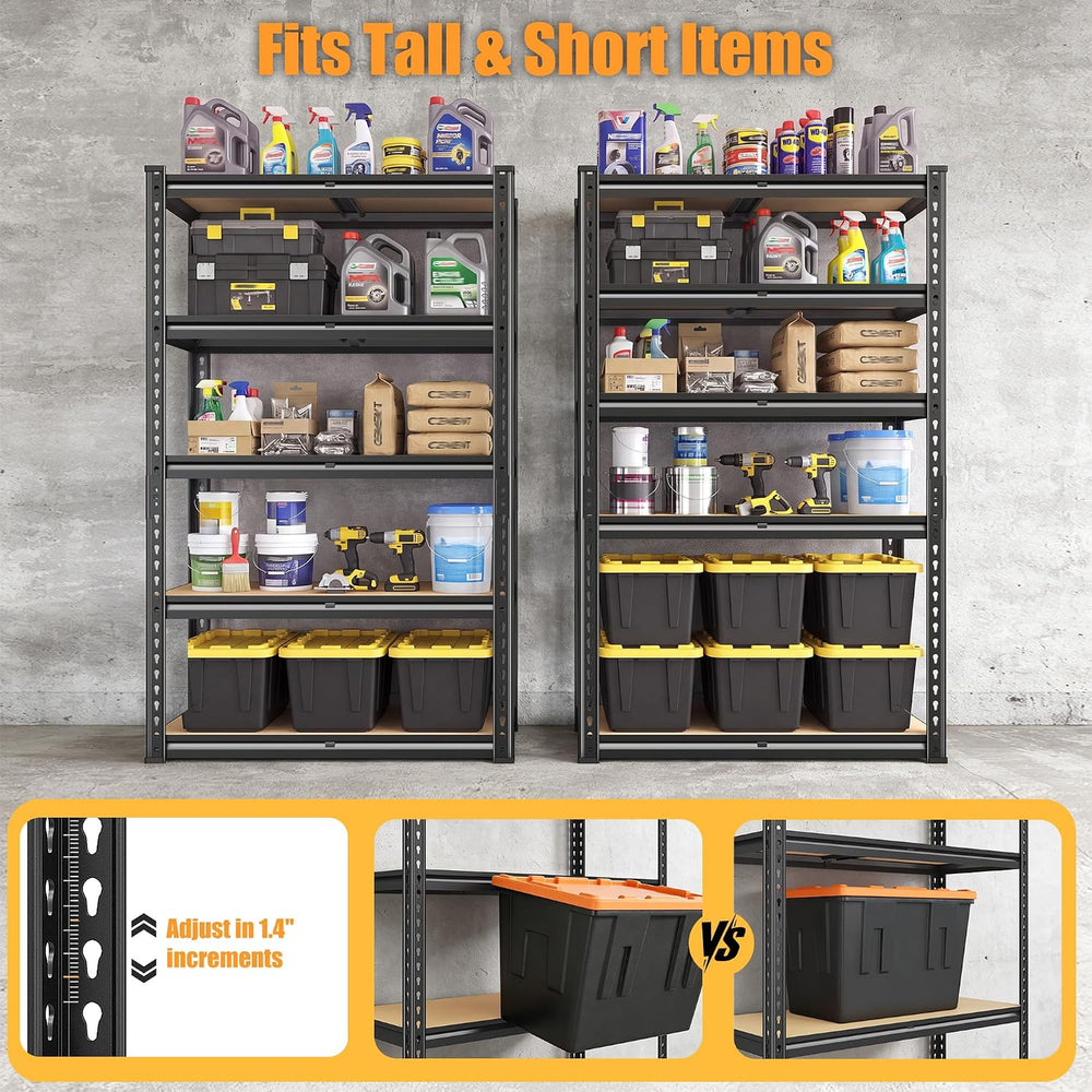 REIBII 5-Tier Garage Shelving, Storage Shelves for Basement Shed Pantry
