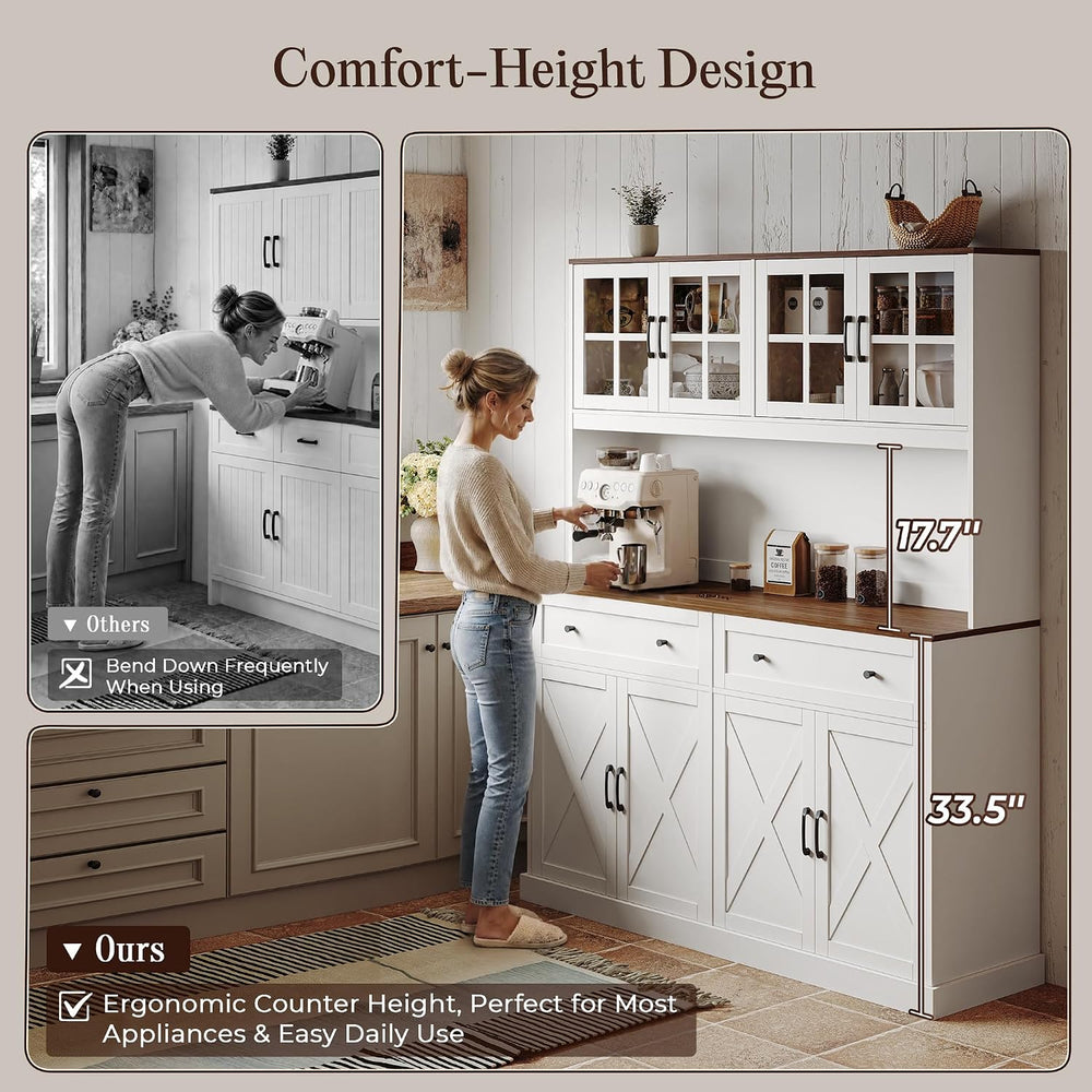 71''H x 55.1''W Pantry Cabinet with Charging Station, 4 Wide ...
