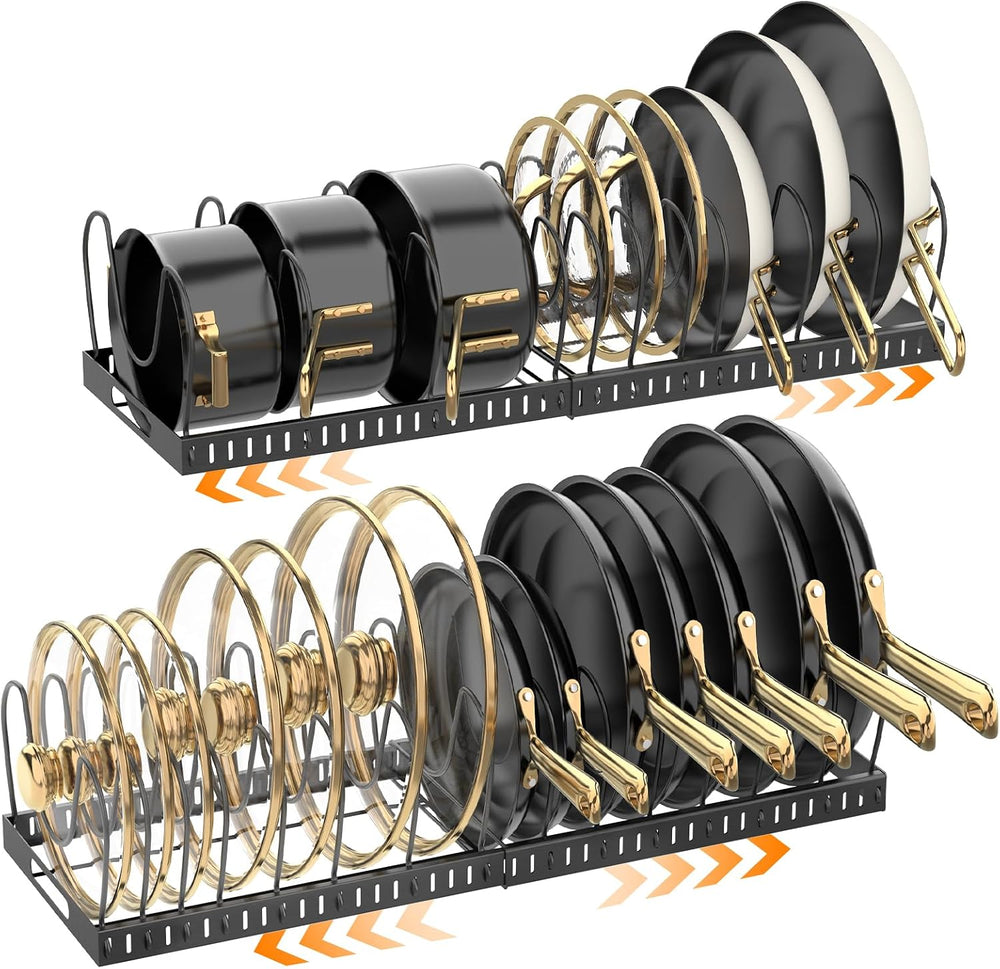 NomNest 2PACK Expandable (12"-24") Pots and Pans Organizer Under Ca...