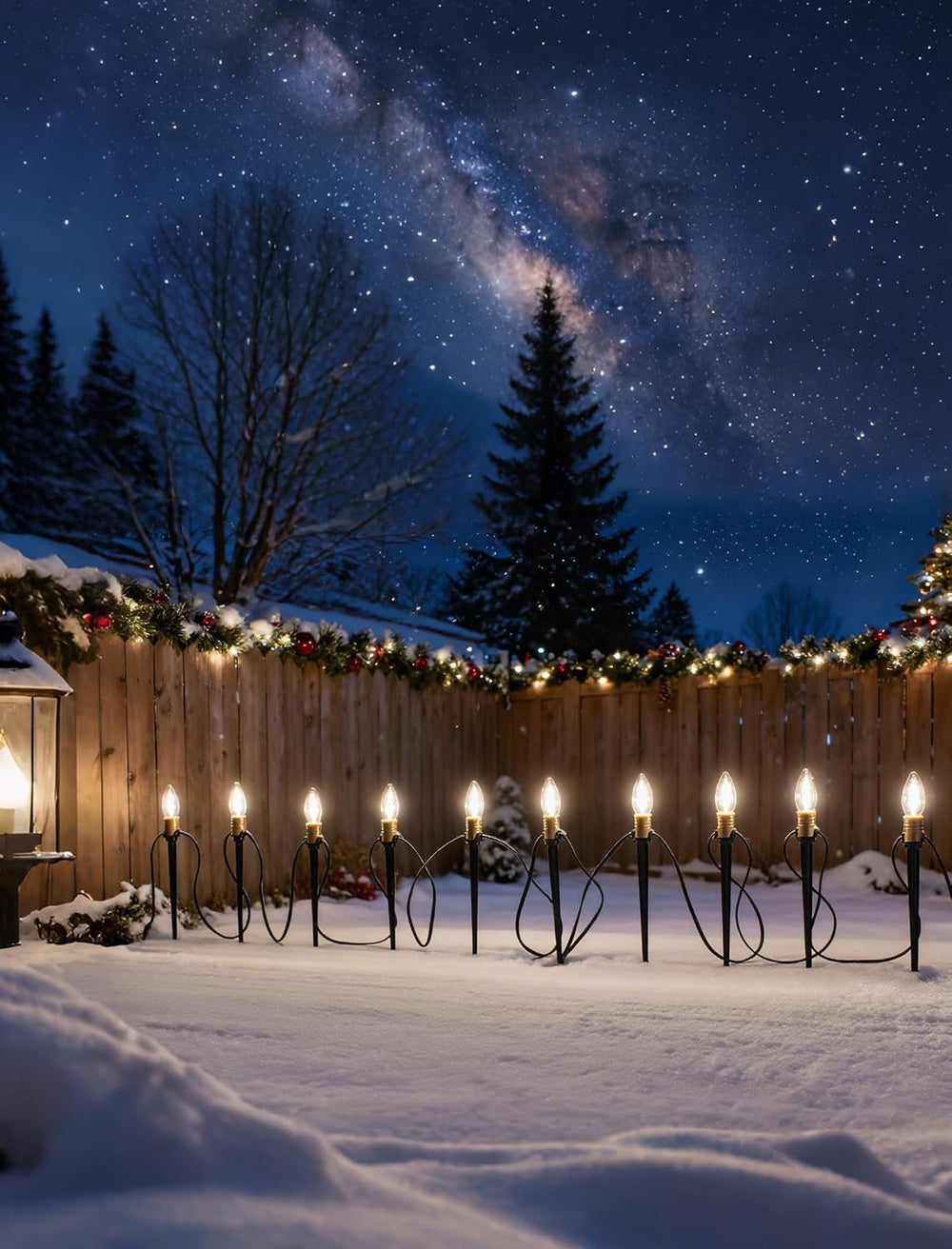 38.5FT Christmas Pathway Lights Outdoor, 25PK LED C26 Yard Stake Lights