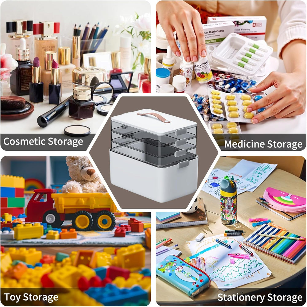 CTIME 4-Tier Medicine Organizer - Portable Medicine Cabinet with Handle